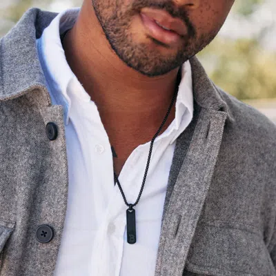 Evesaddiction Men's Engravable Black Vertical Bar Necklace In Black