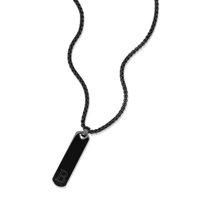 Evesaddiction Men's Engravable Black Vertical Bar Necklace In Black