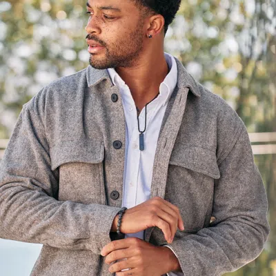 Evesaddiction Men's Engravable Black Vertical Bar Necklace In Black