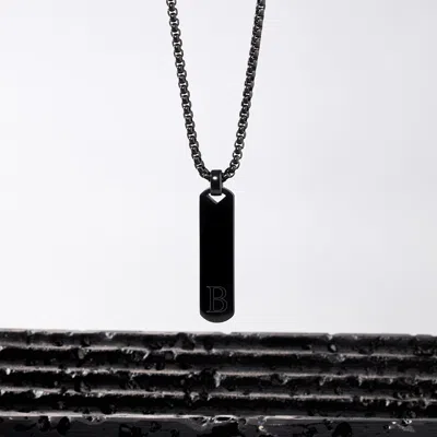 Evesaddiction Men's Engravable Black Vertical Bar Necklace In Black