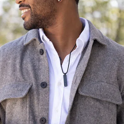 Evesaddiction Men's Engravable Black Vertical Bar Necklace In Black