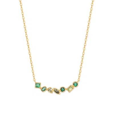 Evesaddiction Ombre Birthstone Necklace - Gold / May In Green
