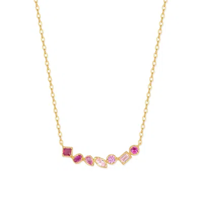 Evesaddiction Ombre Birthstone Necklace - Gold / July In Pink