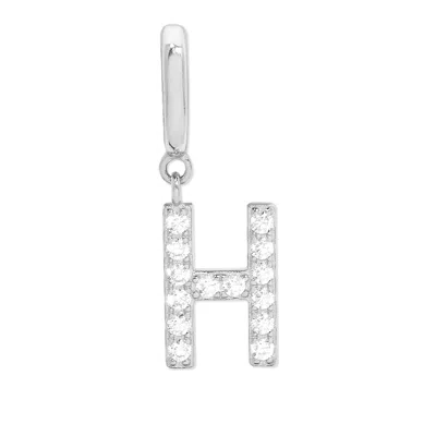 Evesaddiction Pave Initial Hinged Charm - Silver / H In Silver