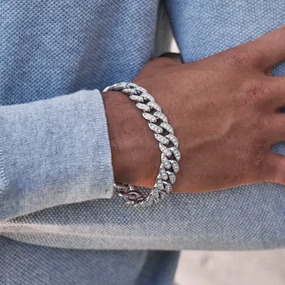 Evesaddiction Men's Cz Chain Bracelet In Metallic