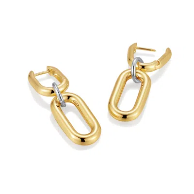 Evesaddiction Two Tone Link Drop Earring In Gold