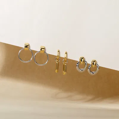 Evesaddiction Two Tone Link Drop Earring In Gold