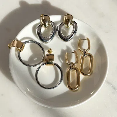 Evesaddiction Two Tone Link Drop Earring In Gold