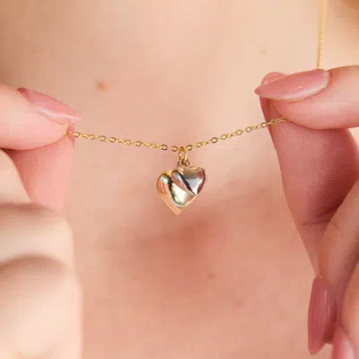 Evesaddiction Sterling Silver Two Tone Puffy Duo Heart Necklace In Gold