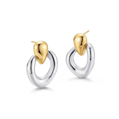 Evesaddiction Two Tone Drop Earrings In Metallic