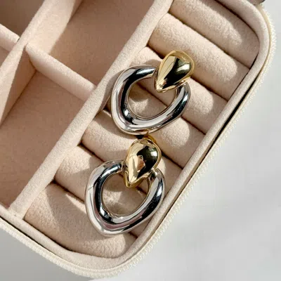 Evesaddiction Two Tone Drop Earrings In Metallic