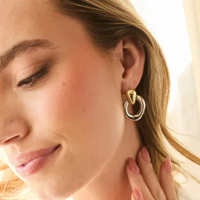 Evesaddiction Two Tone Drop Earrings In Metallic