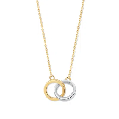 Evesaddiction Sterling Silver Two Tone Interlock Ring Necklace In Gold