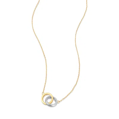 Evesaddiction Sterling Silver Two Tone Interlock Ring Necklace In Gold