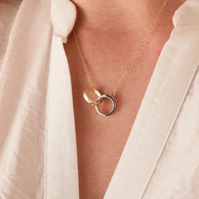 Evesaddiction Sterling Silver Two Tone Interlock Ring Necklace In Gold