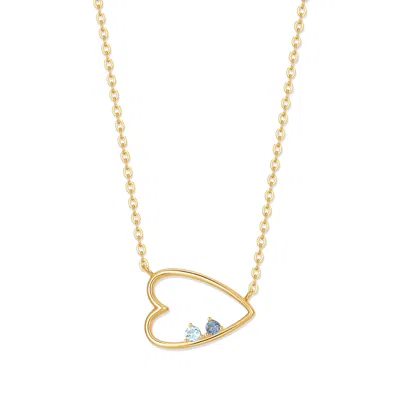 Evesaddiction Custom Petite Open Heart Birthstone Pendant In Gold