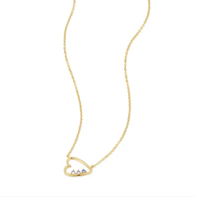 Evesaddiction Custom Petite Open Heart Birthstone Pendant In Gold