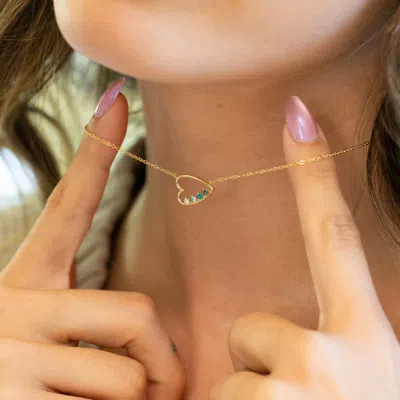 Evesaddiction Custom Petite Open Heart Birthstone Pendant In Gold