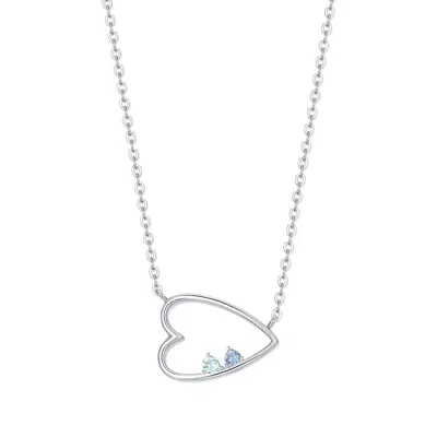 Evesaddiction Custom Petite Open Heart Birthstone Pendant - Silver / 2 In Metallic