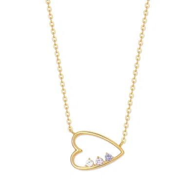 Evesaddiction Custom Petite Open Heart Birthstone Pendant - Gold / 3 In Gold