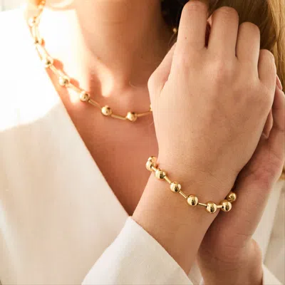 Evesaddiction Metal Bead Ball Bracelet In Gold