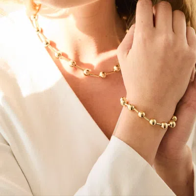 Evesaddiction Metal Bead Ball Bracelet In Gold