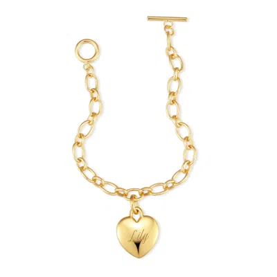 Evesaddiction Engravable Heart Toggle Bracelet In Gold