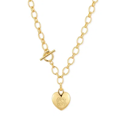 Evesaddiction Engravable Heart Toggle Necklace In Gold