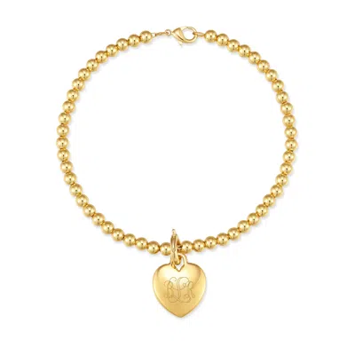 Evesaddiction Engravable Heart Charm Bracelet In Gold