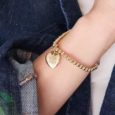 Evesaddiction Engravable Heart Charm Bracelet In Gold