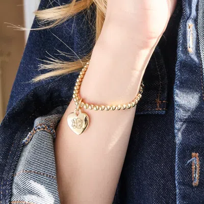 Evesaddiction Engravable Heart Charm Bracelet In Gold