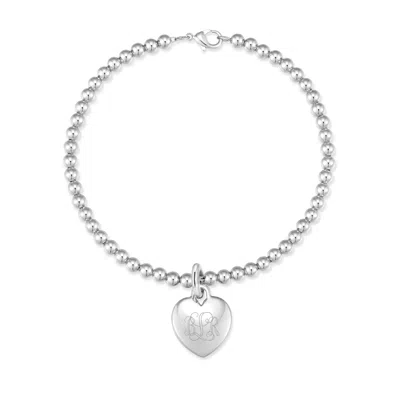 Evesaddiction Engravable Heart Charm Bracelet - Silver In Metallic