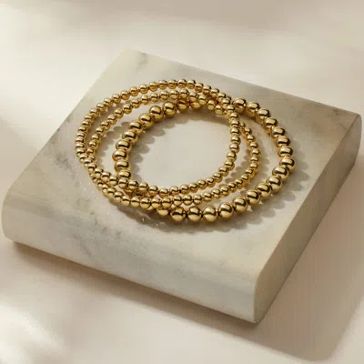 Evesaddiction Waterproof Bead Bracelet Set In Gold