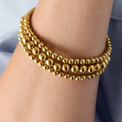 Evesaddiction Waterproof Bead Bracelet Set In Gold