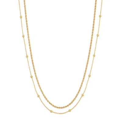 Evesaddiction Waterproof Bead And Rope Chain Layering Set In Gold