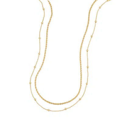 Evesaddiction Waterproof Bead And Rope Chain Layering Set In Gold