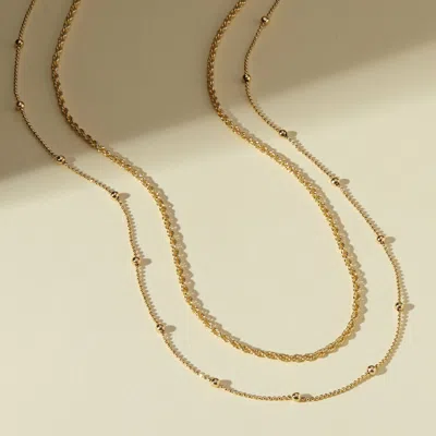 Evesaddiction Waterproof Bead And Rope Chain Layering Set In Gold