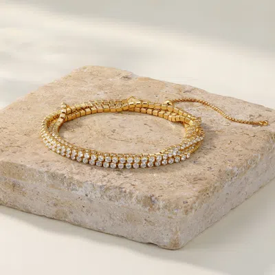 Evesaddiction Waterproof Tennis Wrap Bracelet In Gold