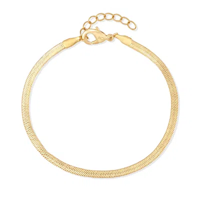 Evesaddiction Waterproof Herringbone Chain Anklet In Gold