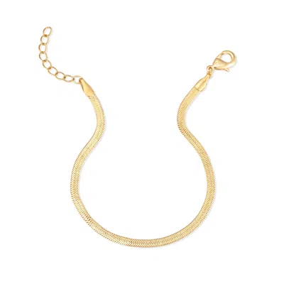 Evesaddiction Waterproof Herringbone Chain Anklet In Gold