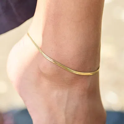 Evesaddiction Waterproof Herringbone Chain Anklet In Gold