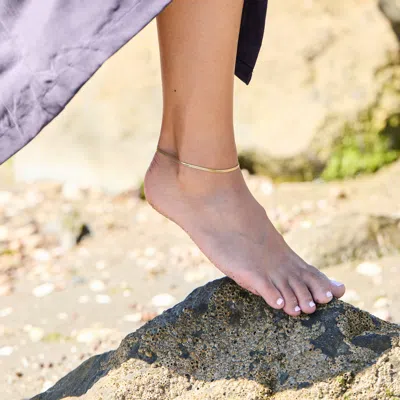 Evesaddiction Waterproof Herringbone Chain Anklet In Gold