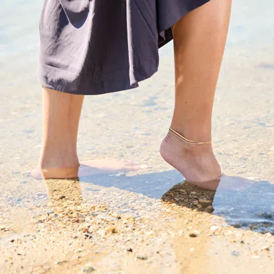 Evesaddiction Waterproof Tennis And Herringbone Chain Anklet In Gold