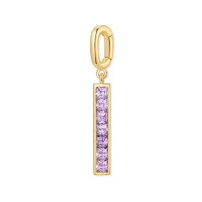 Evesaddiction Petite Stick Birthstone Charm - Gold / February In Gold