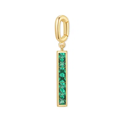 Evesaddiction Petite Stick Birthstone Charm - Gold / May In Green