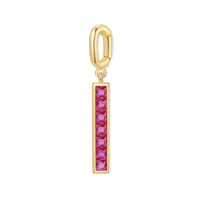 Evesaddiction Petite Stick Birthstone Charm - Gold / July In Pink