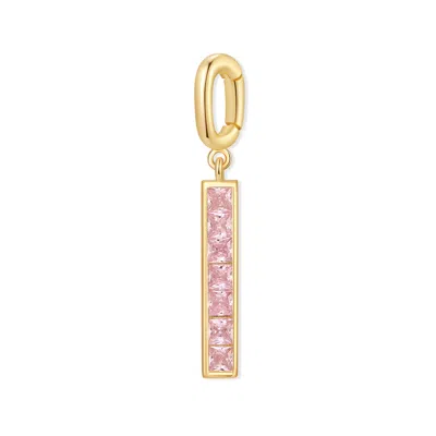 Evesaddiction Petite Stick Birthstone Charm - Gold / October In Pink