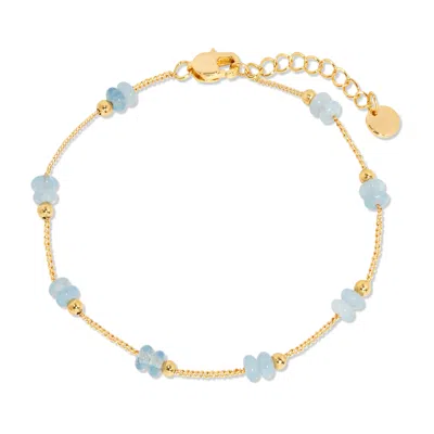 Evesaddiction Gold Beaded Birthstone Bracelet - Gold / March In Blue