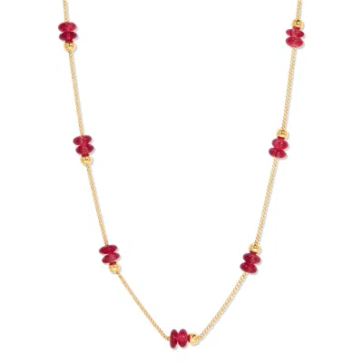 Evesaddiction Gold Beaded Birthstone Necklace - Gold / July In Gold