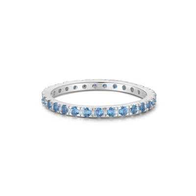 Evesaddiction Cz Sterling Silver Stackable Birthstone Eternity Band In Metallic